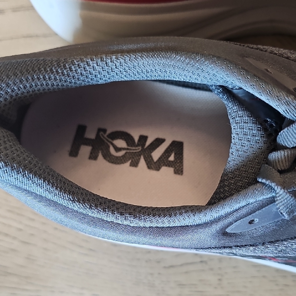 Men's Hoka Gray Athletic Sneakers with Red Accent - Picture 2 of 7